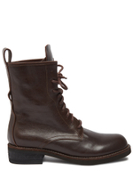 Женские кожаные шоколадные ботинки на шнуровке