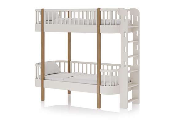 Кровать двухъярусная Classic торцевая лестница (молочный)