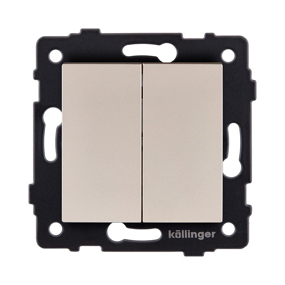 Выключатель 2-клавишный проходной 10А/250В, золотой Kollinger REA-S-009GD для Aspekt, Eleganz, Reflex
