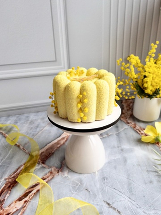 Мусовый торт с шоколадным покрытием велюр - Ромашка на 8 Марта (Клубника)