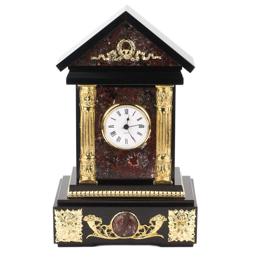 Часы "Домик" креноид долерит бронза 190х150х310 мм 5000 гр. R120187