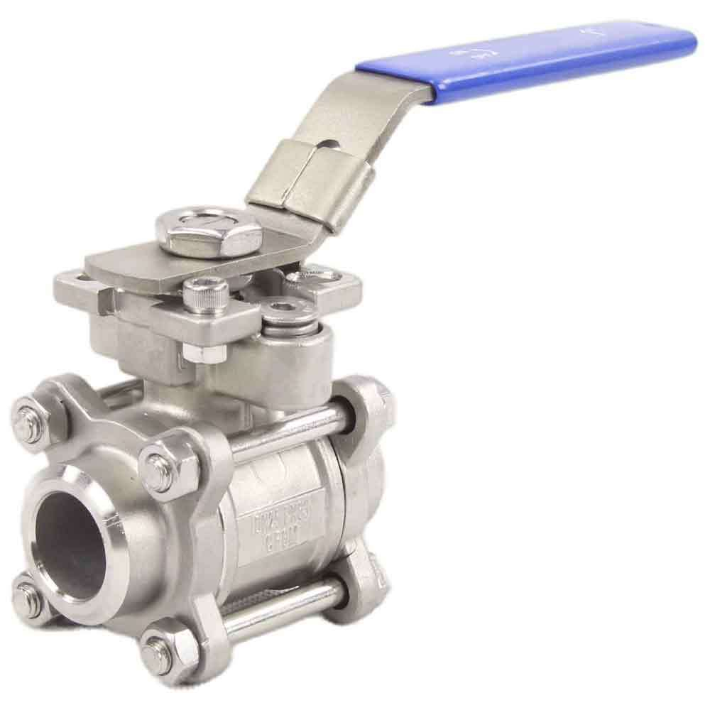 Stainless steel ball valve Elephant BV.W.Fp.316.200 986 psi, full port, for welding, with ISO 5211 mounting pad and handle