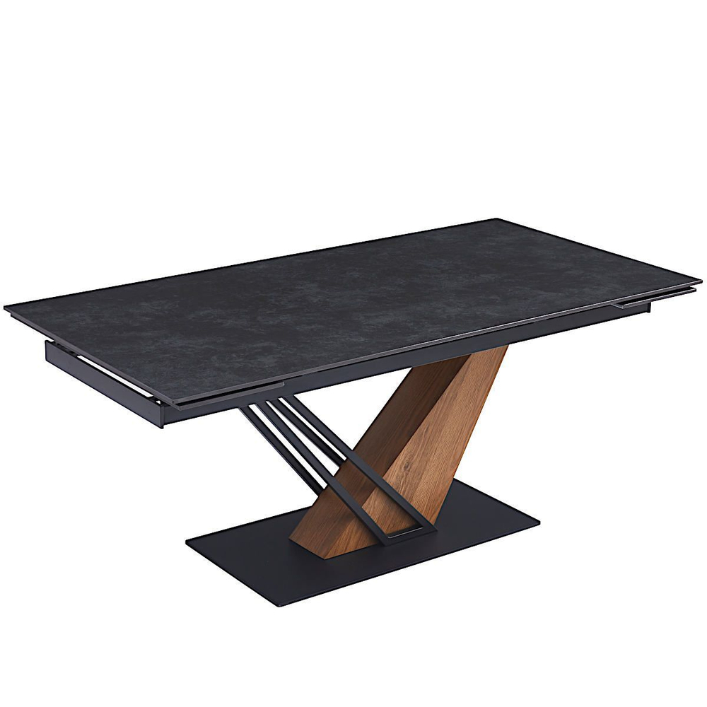 Стол керамический LA ALTA SALVADOR Vik Dark Grey 180-240/90*76, какркас черный/дерево