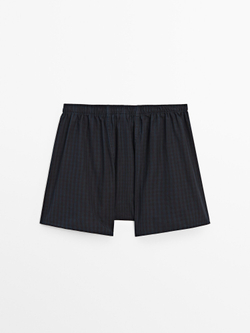 Massimo Dutti Темно-синие трусы-боксеры в клетку, темно-синий