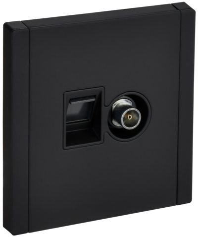 FORTE&PIANO Розетка двойная TV+RJ45 кат.5E FP136M металл черный IEK