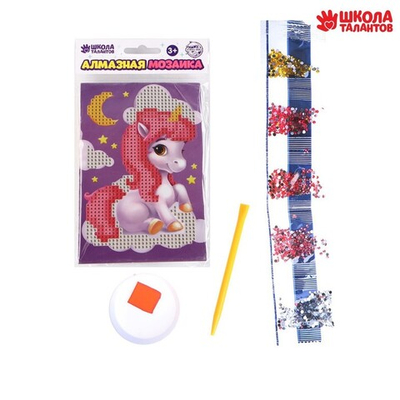 Алмазная мозаика для детей "Волшебный единорог" 10*15 см 4702912