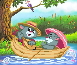 "Котики"-4072 ткань с нанесенным рисунком