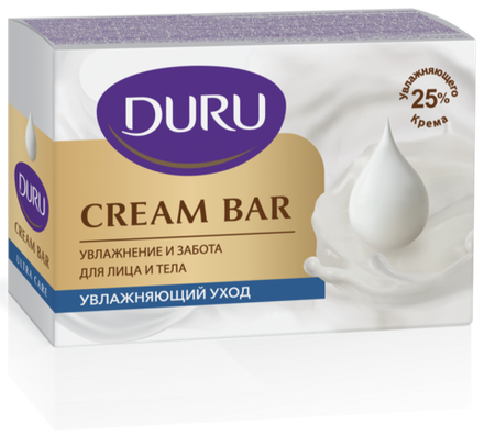 DURU Крем-мыло CREAM BAR. увлажняющий уход, 90гр., блок 24шт., ДУРУ