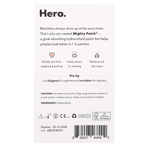 Hero Cosmetics, Mighty Patch Duo, 6 оригинальных + 6 невидимых патчей