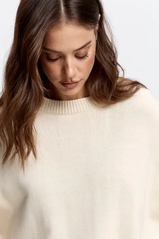 Джемпер с хлопком ванильного цвета