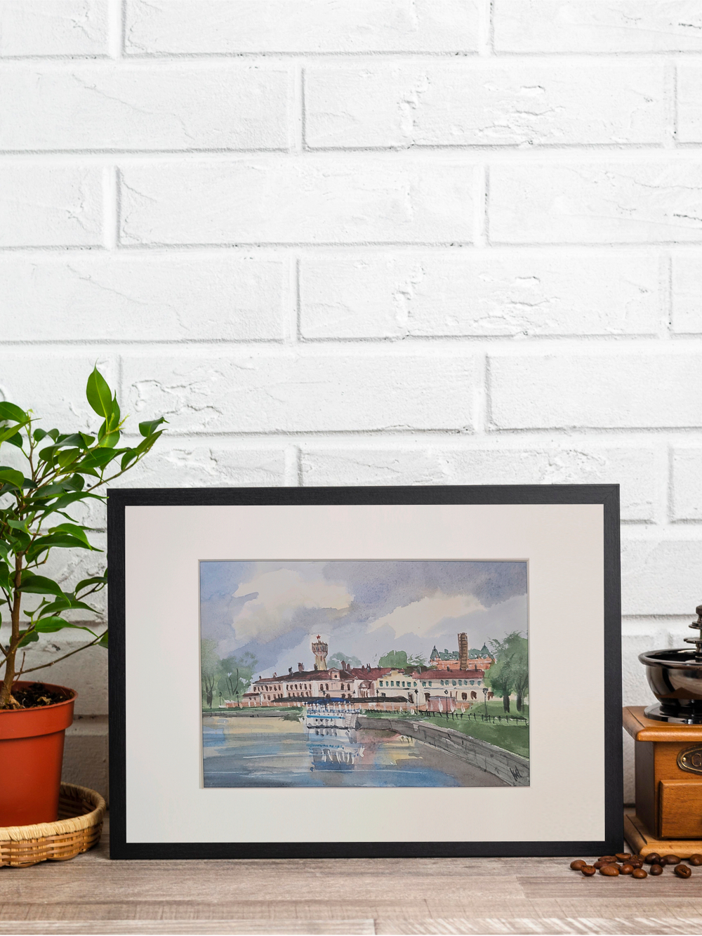 Картина авторская акварельная в паспарту 21х30 см на стену для интерьера "Шпулька. Иваново"