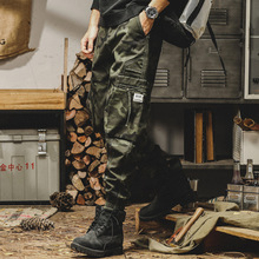 Американские камуфляжные повседневные брюки мужские весенне-осенние свободные прямые карманы, большие карманные тренды ретро десантники брюки