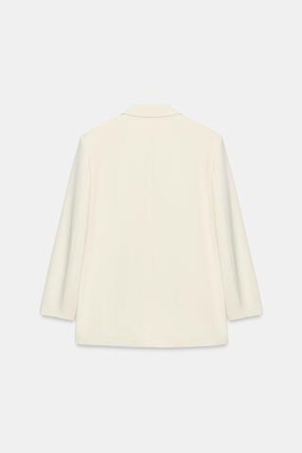 ZARA ДВУБОРТНЫЙ БЛЕЙЗЕР ОВЕРСАЙЗ, ЖЕЛТОВАТО-БЕЛЫЙ