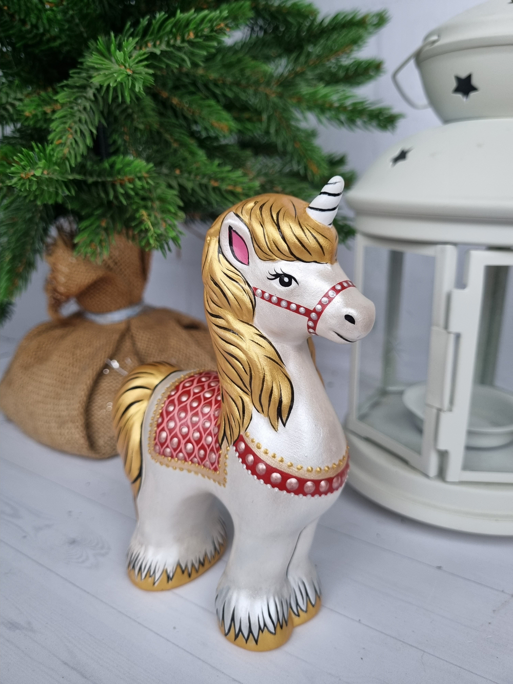 Единорог фарфоровая игрушка под ёлку