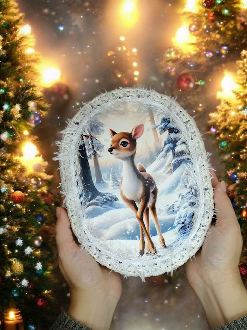 Шкатулка интерьерная универсальная "Олень в зимнем лесу"