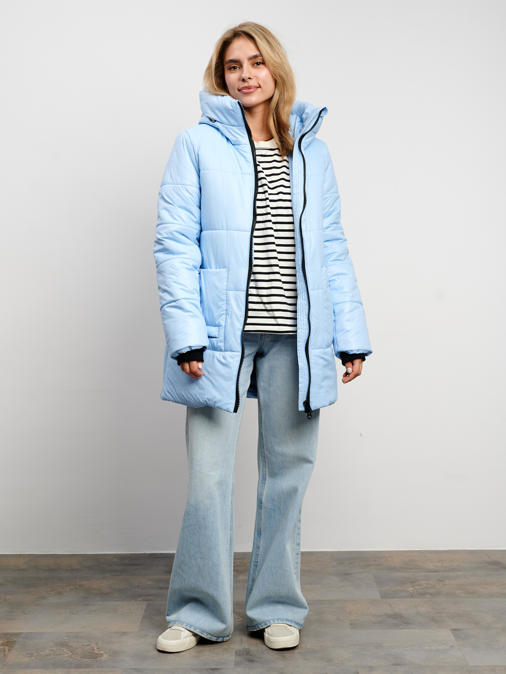 Пальто зимнее Индиго голубой