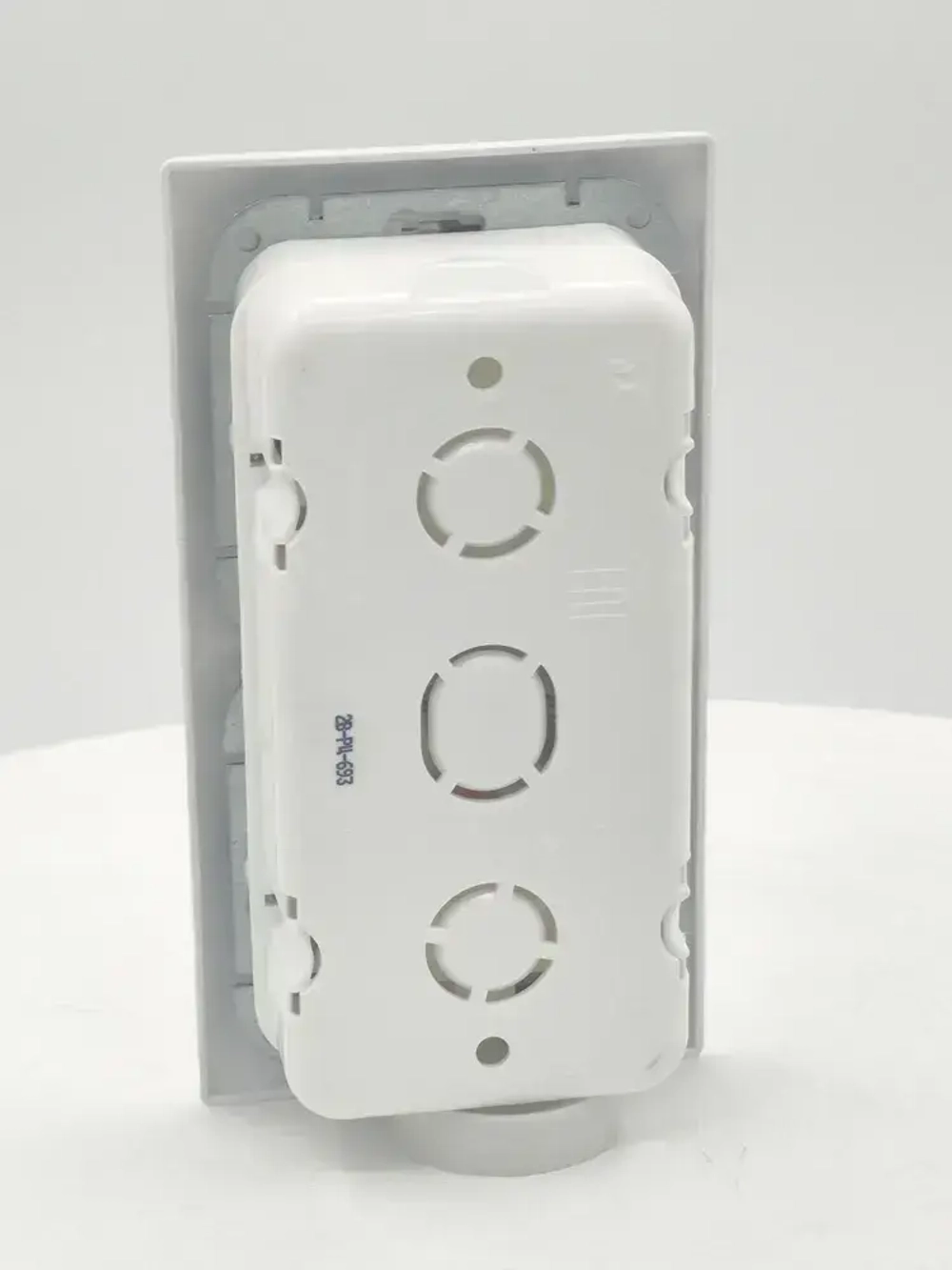 Блок Выключатель двухклавишный + розетка с заземлением скрытой установки BYLECTRICA СветоПрибор серия СТИЛЬ, белый, 2В-РЦ-693