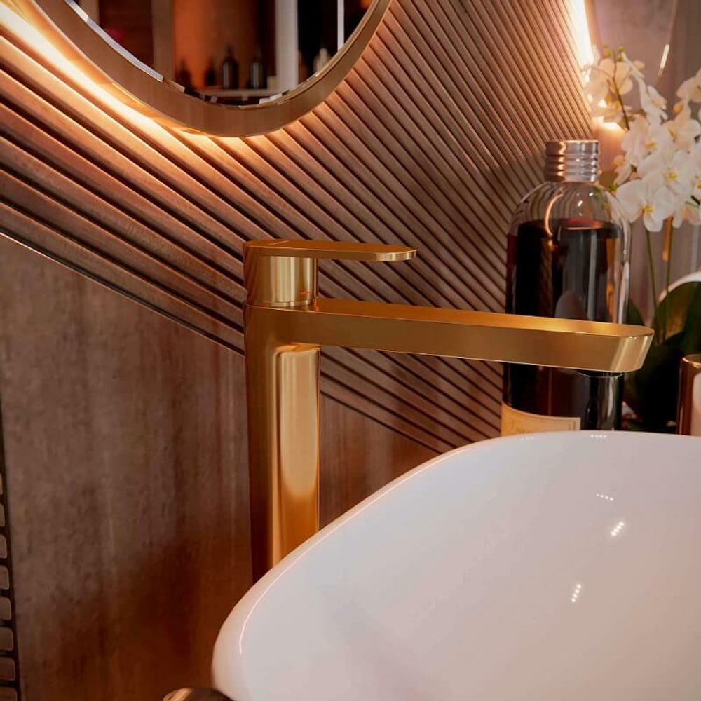 Смеситель для раковины высокий ALEXIA 3602OC золотой