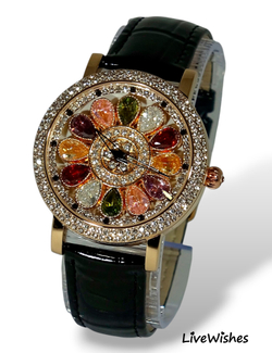 Часы наручные кварцевые на кожаном ремешке, золотистый/черный W9260-01