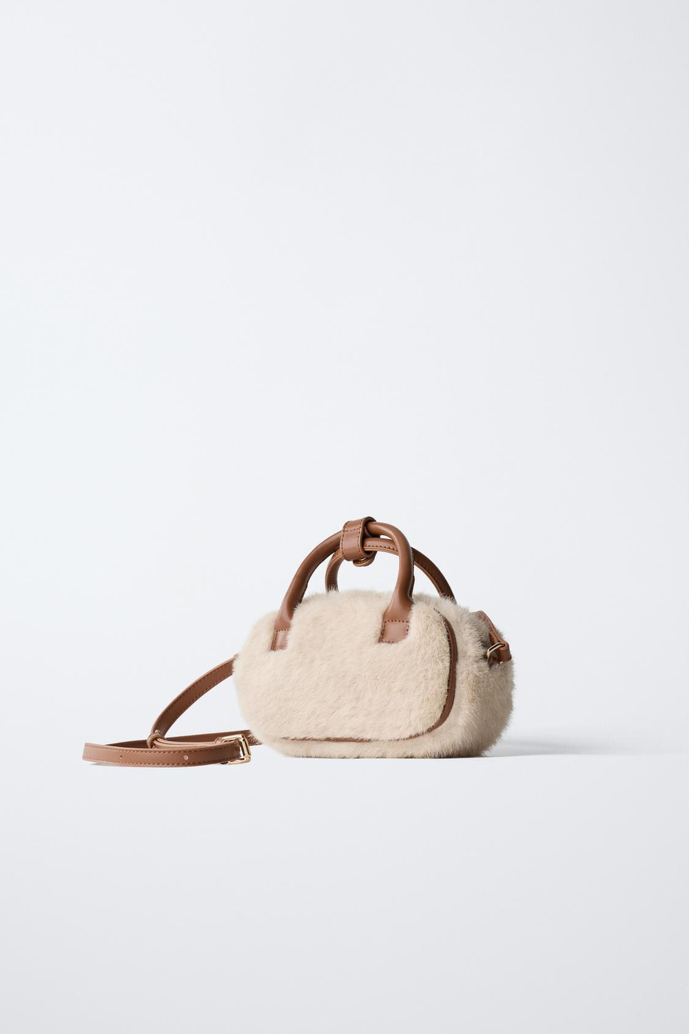 ZARA СУМКА МЕХОВАЯ, ЭКРЮ