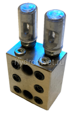 2-02-2П - Питатель модульного исполнения для двухлинейных смазочных систем с рабочим давлением 200 бар, количество выходов 2, максимальная доза на выход 2 мл/цикл, с регулятором и индикатором