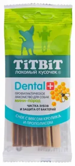 Titbit Dental+ Снек с мясом кролика и прополисом для мини-пород лакомство для собак 25 гр