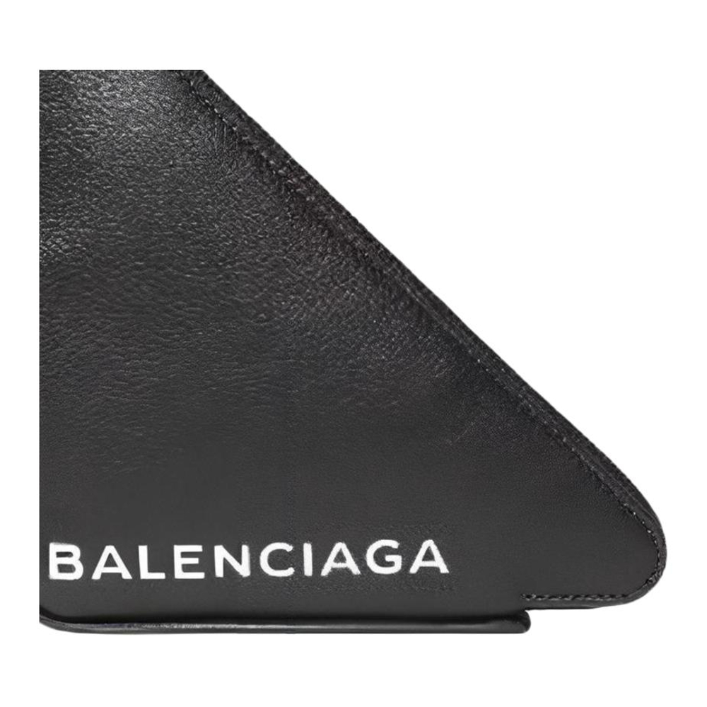 Balenciaga Solid Color Cow Leather Triangle Bag Clutch Small Unisex Black