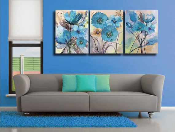 Модульная картина "Акварельные цветы"