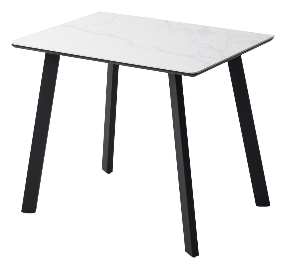 Стол М-City DISAUR Тик Так 90 Белый мрамор Matte, керамика, Черный каркас