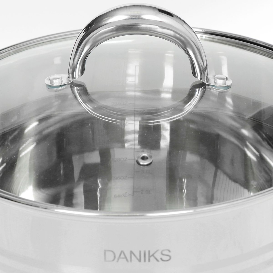Кастрюля нерж, 16 л, с крыш, Daniks, Общепит, SD-6BP-16, индукц