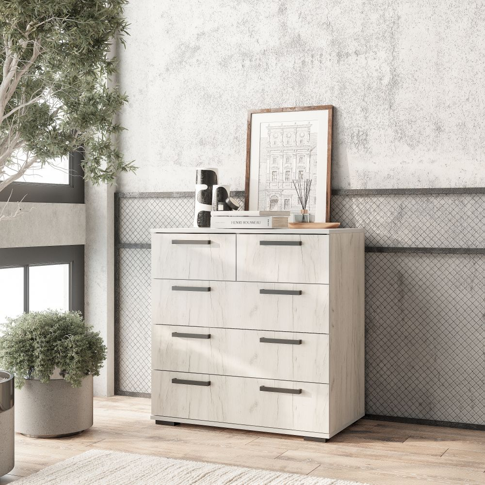 Комод Стандарт-5 NEW дуб крафт белый