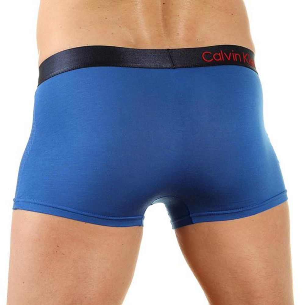 Мужские трусы боксеры синие Calvin Klein Boxer со вставкой сетка