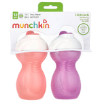 Munchkin, Click Lock ™, Flip Straw Cup, от 12 месяцев, светло-розовый и светло-фиолетовый, 2 стакана по 266 мл (9 унций)