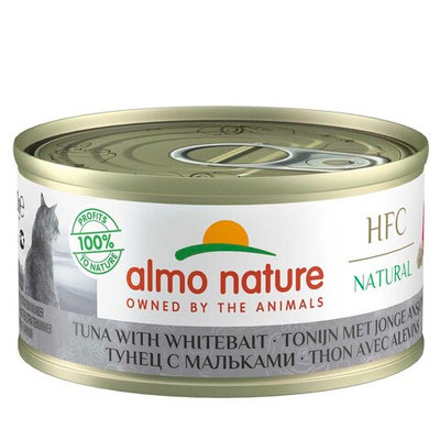 Almo Nature консервы для кошек "HFC Natural" с тунцом и мальками (75% рыбы) 70 г банка