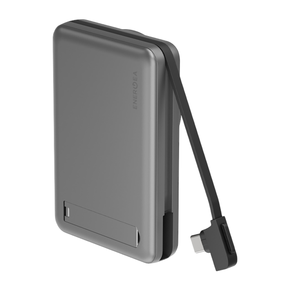 Внешний аккумулятор MagSafe с подставкой Energea MagPac Pro+ (Qi2) (10000 мА·ч) Беспроводная зарядка: Qi 15 Вт. Проводная зарядка: USB-C. Сертификация Qi2. Есть съёмный кабель USB-C, LED-индикация и поддержка PD. Энергоёмкость — 38,5 Вт·ч. Максимальная вы