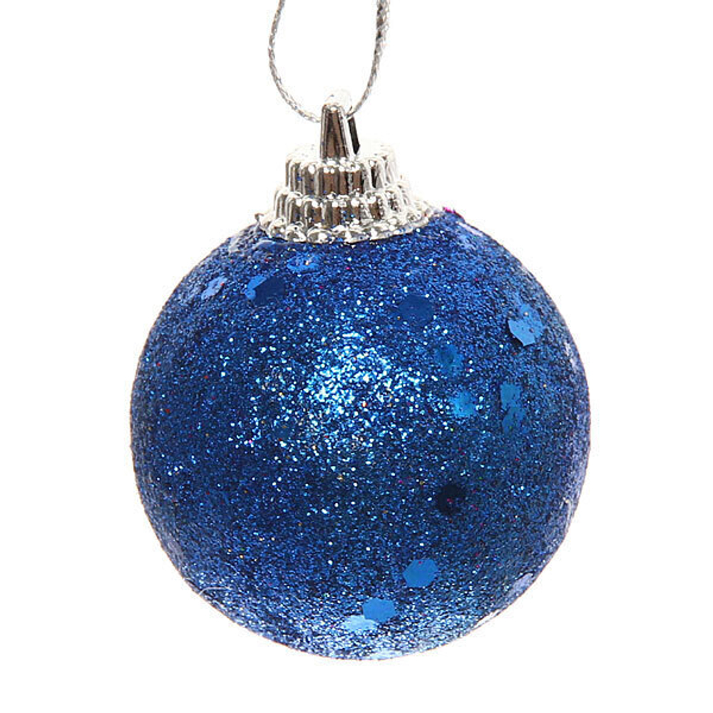 Новогодние шары 4 см (набор 6 шт) «Блестящее напыление», голубой