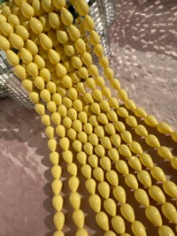 Нить бусин для украшений Капля 9,5х13,5мм, "Майорка-Сливочная" (имитация)