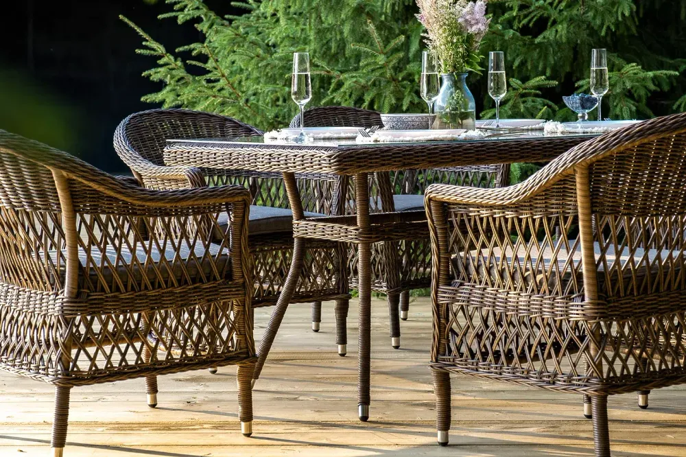 "Амароне" обеденная группа из искусственного ротанга на 6 персон, цвет коричневый
