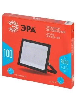 Прожектор светодиодный уличный ЭРА RED LINE LPR-024 влагозащищенный от сети, 100Вт 6500К, IP65