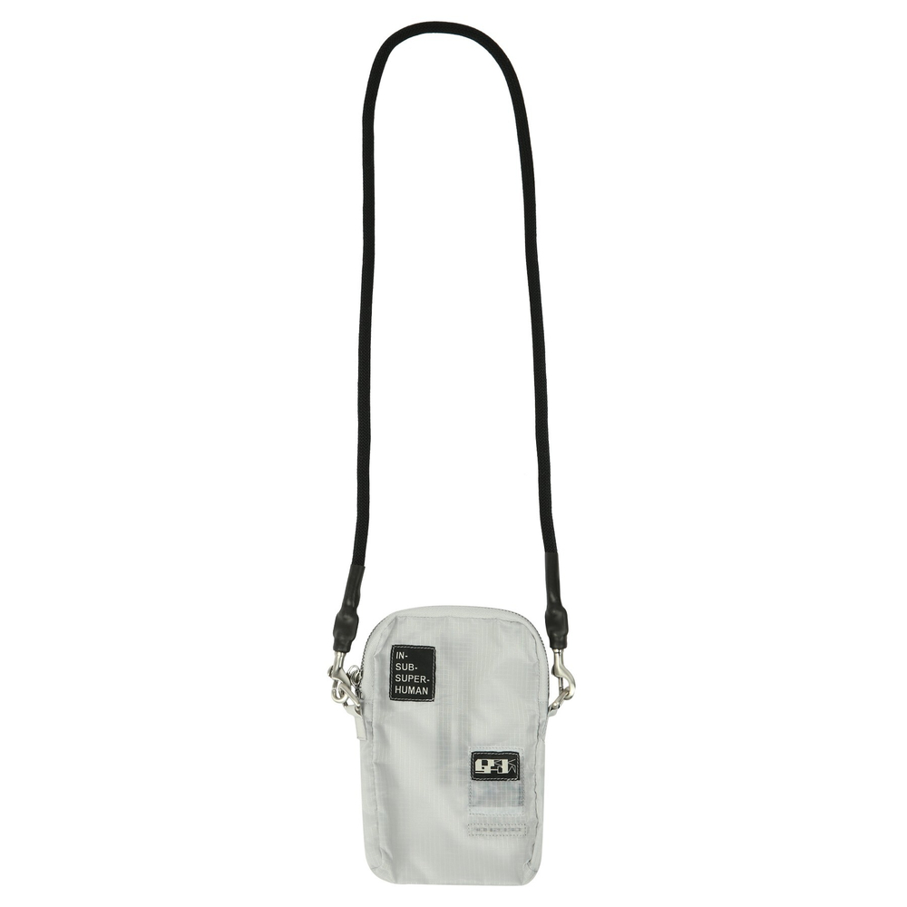 RICK OWENS DRKSHDW СУМКА SMALL ZIP POUCH БЕЛАЯ С ЧЕРНЫМ ШНУРКОМ