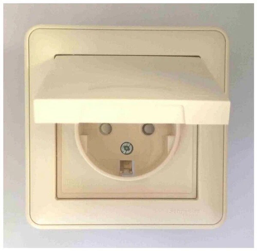 Розетка одинарная СП W59 16А IP20 с зазем, защ. шторки. Слон.кость