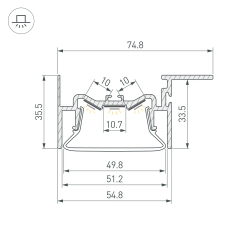 Профиль FOLED-50-CEIL-SIDE-2000 (Arlight, Алюминий) 035770