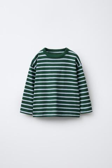 ZARA НАБОР ИЗ ДВУХ ФУТБОЛОК С ДЛИННЫМИ РУКАВАМИ, ЭКРЮ