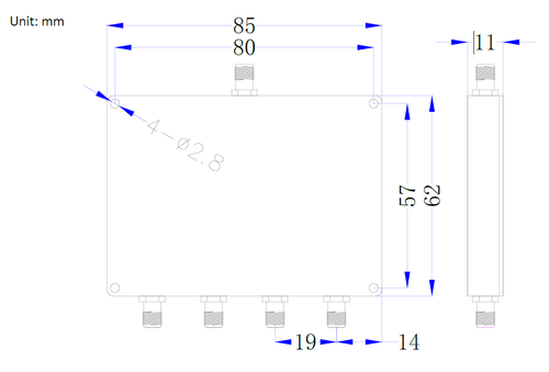 LFT-4W0825-S, 4-канальный резистивный делитель мощности, SMA, 800-2500 МГц