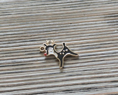Подвеская эмалевая 2 см, олень, черный