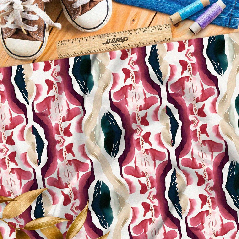 Ткань премиум шелк искусственный Армани абстрактные орнаменты