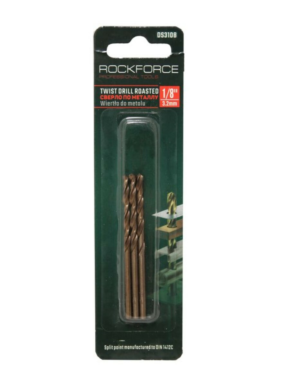 Сверло по металлу 2.4мм HSS+Co(3шт), в блистере RockForce##Rock FORCE RF-DS3332