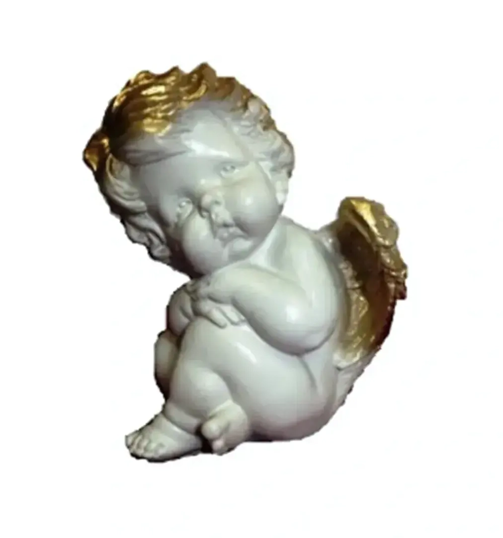 Статуэтка из гипса «Ангел задумчивый» 16см позолота