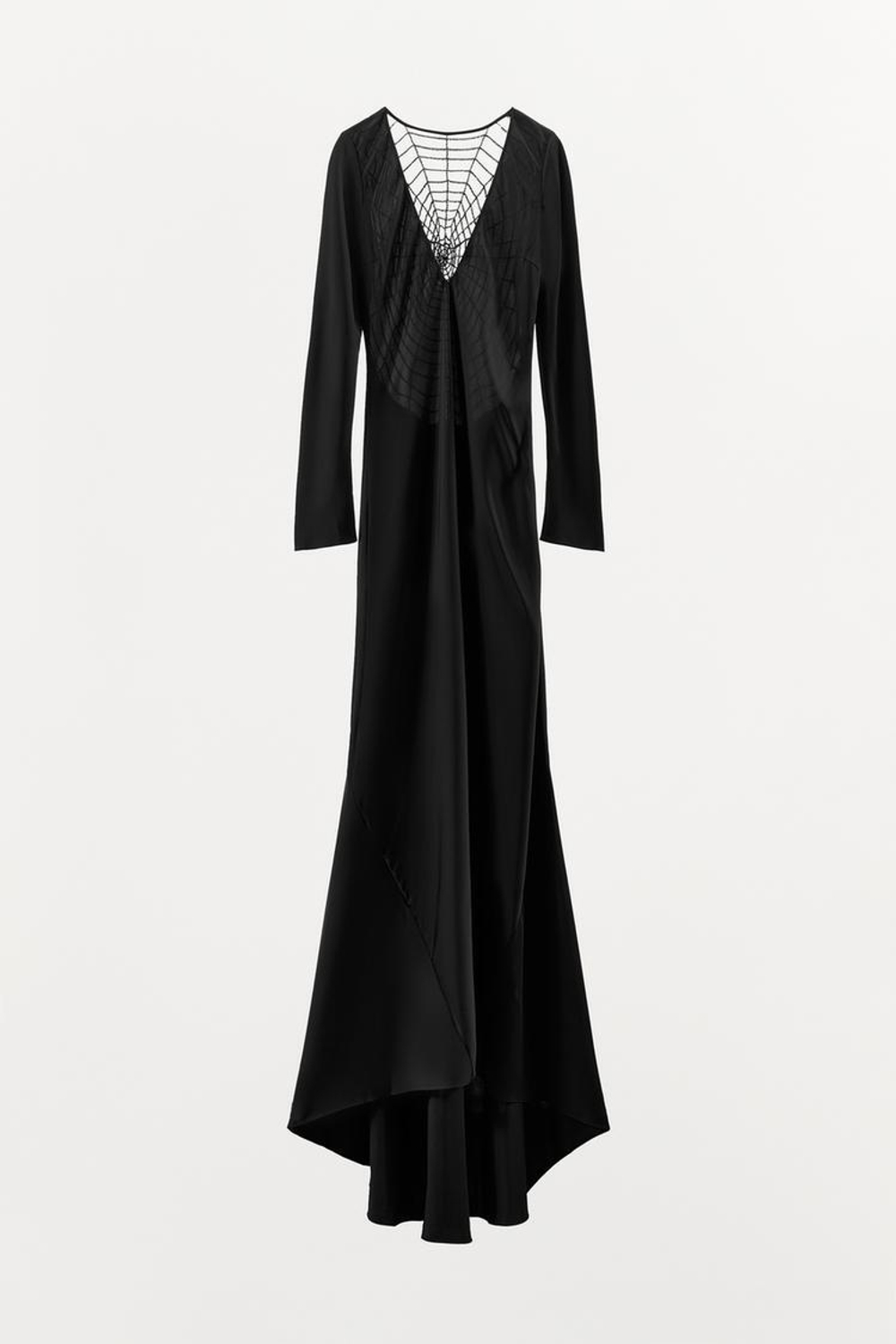 ZARA АТЛАСНОЕ ПЛАТЬЕ С ПАУТИНОЙ НА СПИНЕ — LIMITED EDITION, ЧЕРНЫЙ