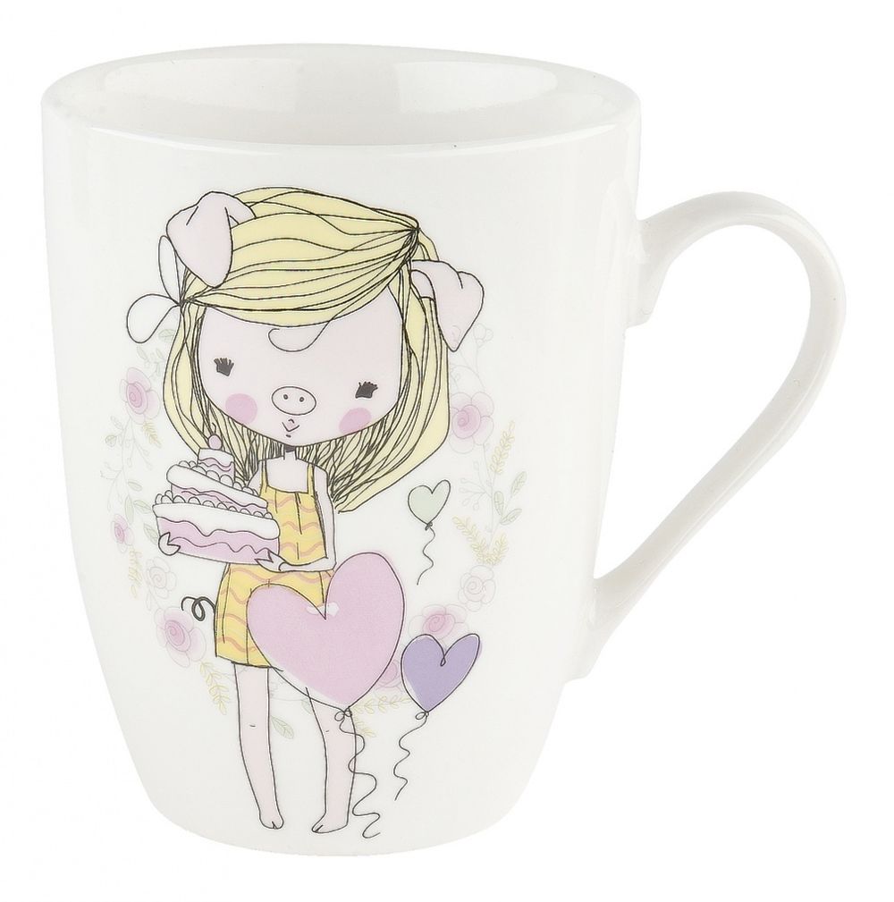 Кружка фарфоровая "Нюша" v=360мл. (6видов) (min12) (транспортная упаковка)